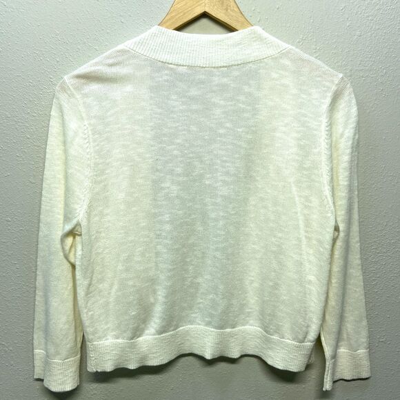 Soft Surroundings Womens Sweater Sz S Cream Open Cropped Cardigan Dolman Sleeve - Picture 2 of 5